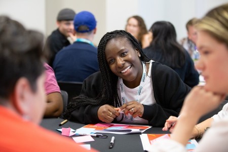 An attendee in a workshop.